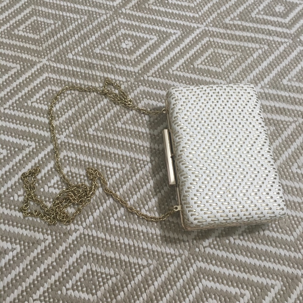 Box clutch - white and gold